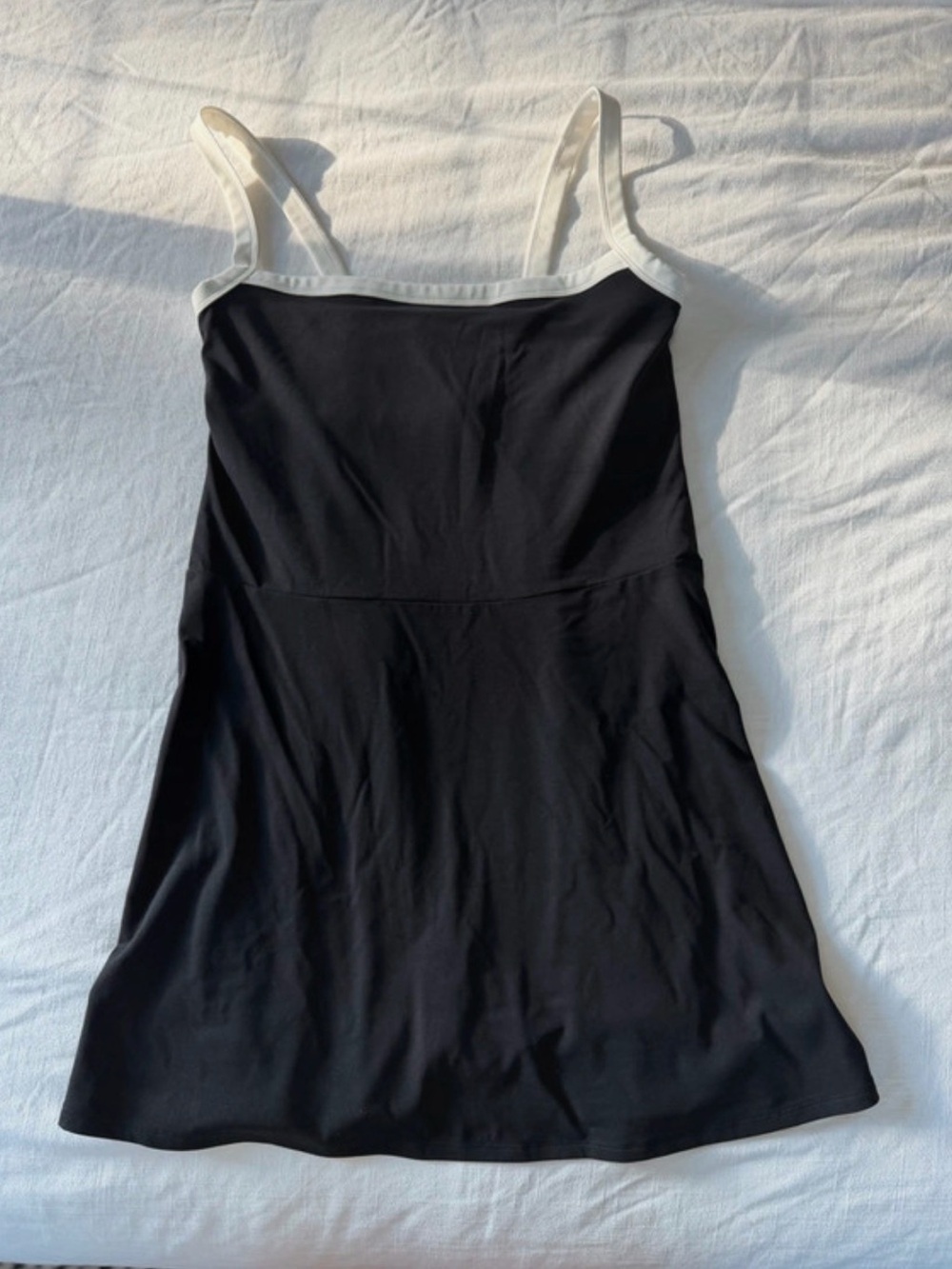 Splits59 Black Mini Dress with White Trim